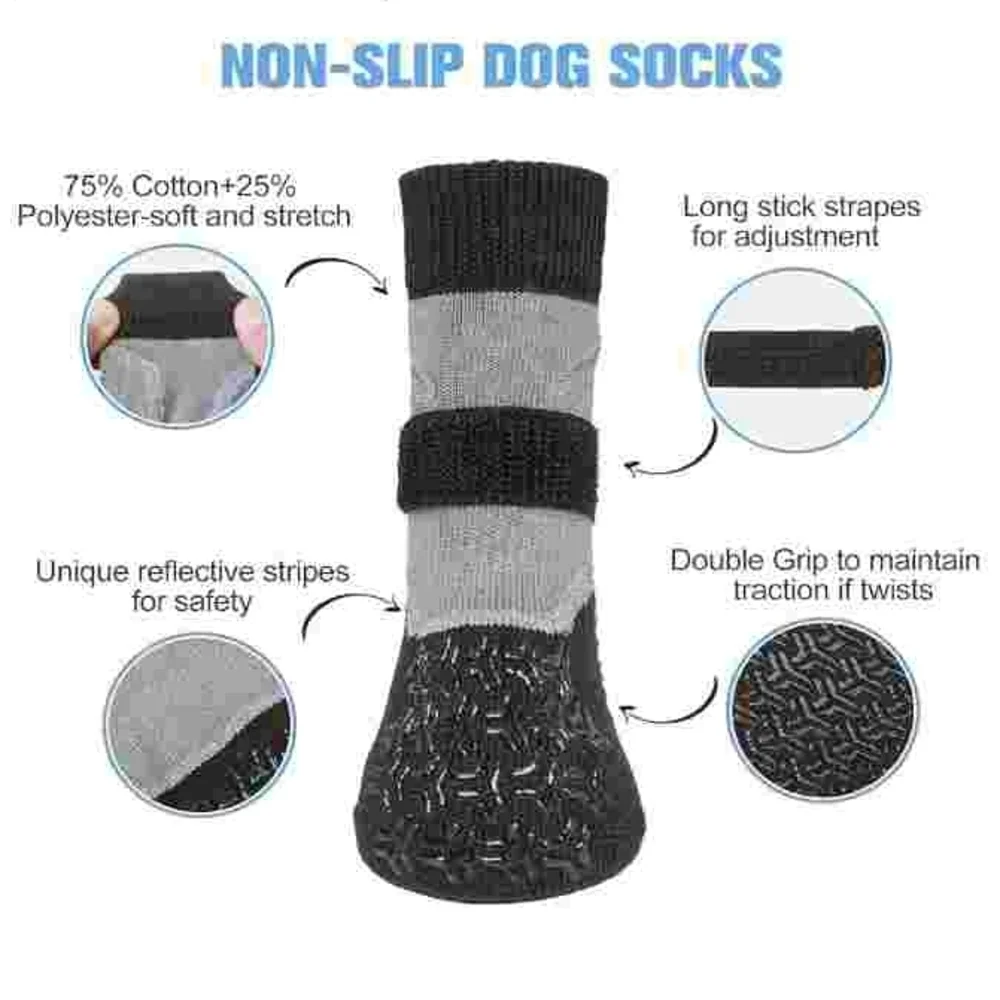 Gray and Black Dog Slip Resistant Socks NWOT Size xLarge